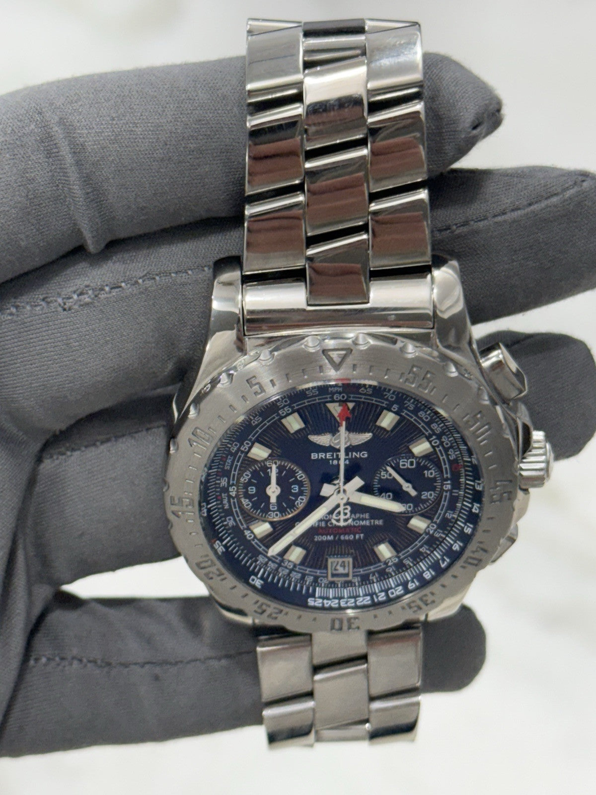 Breitling Skyracer Blue Dial Chronograph 44mm Automatic Watch A27362 - READ