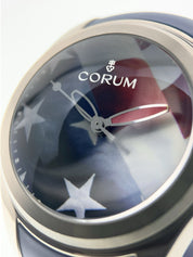 Corum Bubble Flag Stainless Steel Red White Blue Dial 52mm Men's Watch 8.0016