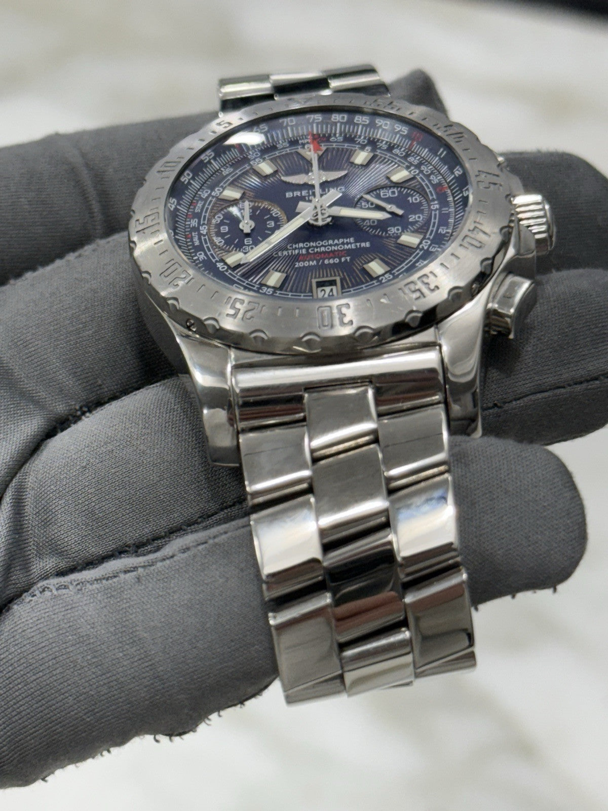 Breitling Skyracer Blue Dial Chronograph 44mm Automatic Watch A27362 - READ