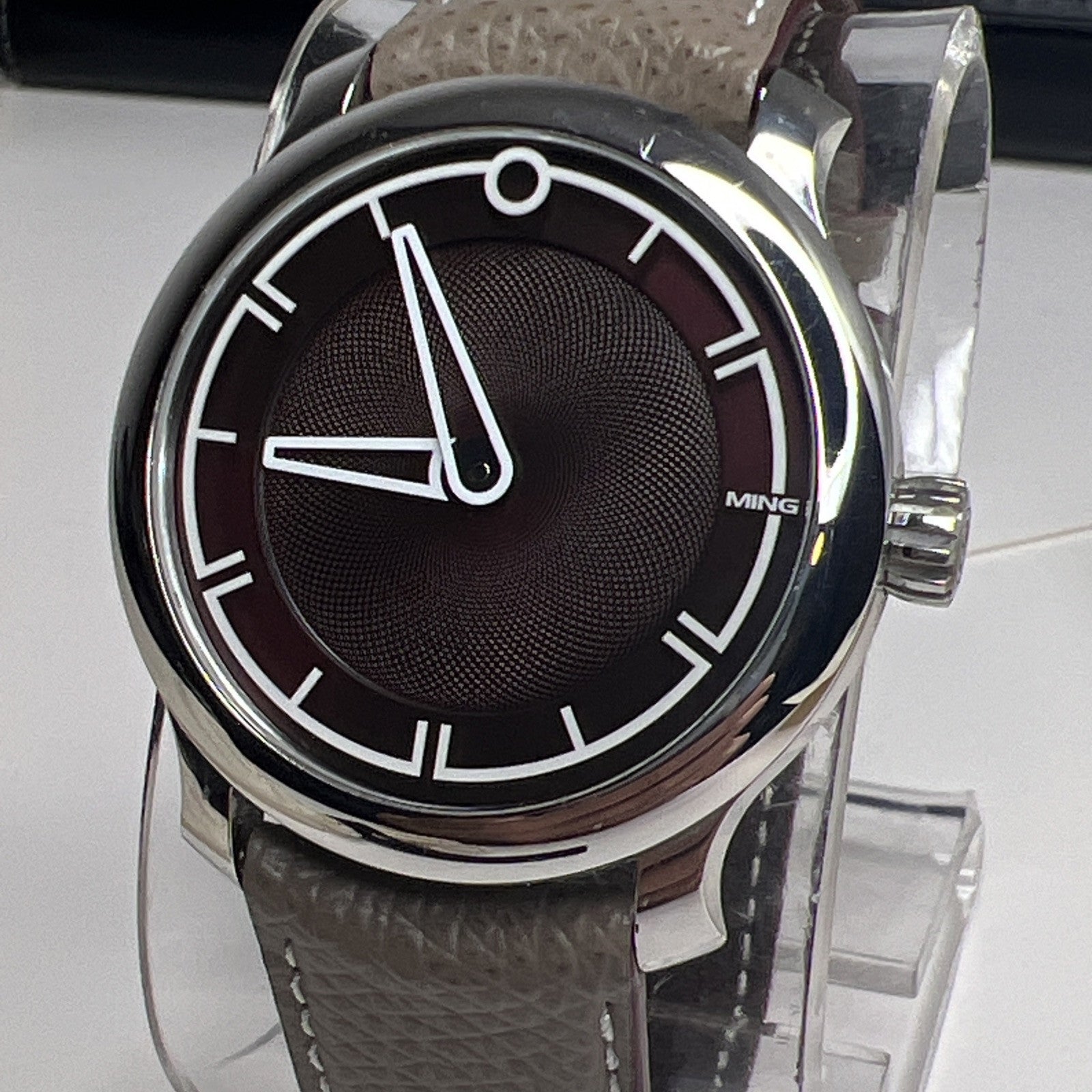 38mm Steel Ming 17.09 Automatic Watch w/ Burgundy Dial & Travel Case