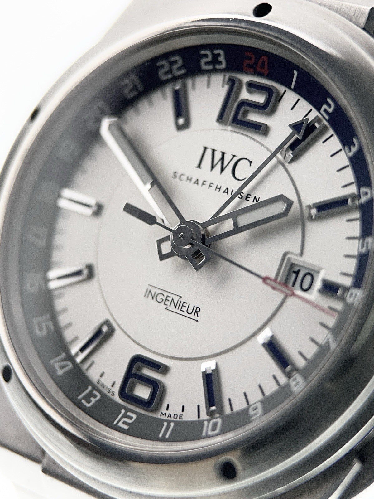 IWC Ingenieur Dual Time Steel Silver Dial 43mm Automatic Men's Watch IW324404