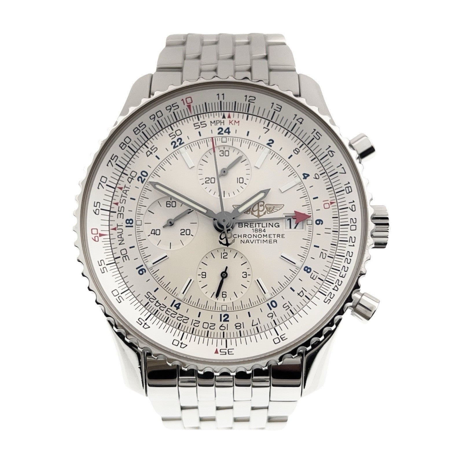 Breitling Navitimer World Stainless Steel White Dial 46mm Automatic Men’s A24322