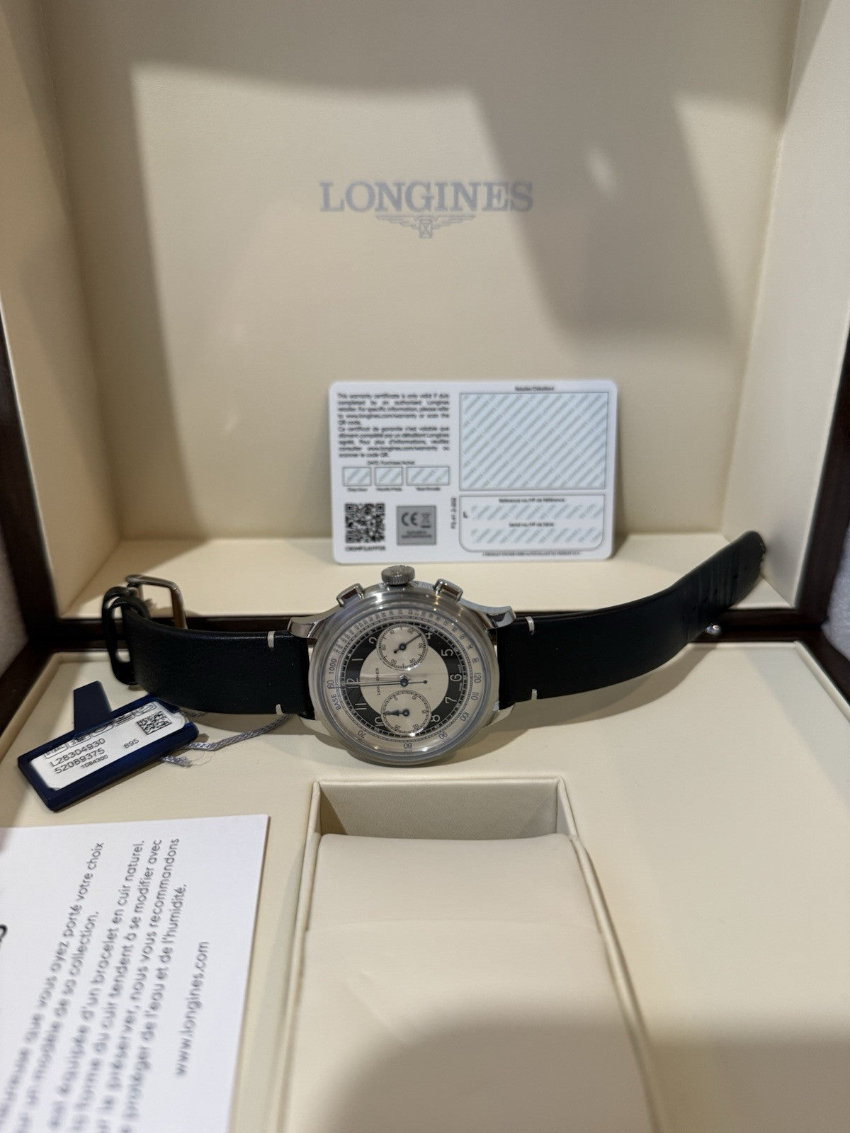 Longines Heritage Classic Chronograph Automatic Silver and Black Dial Mens Watch