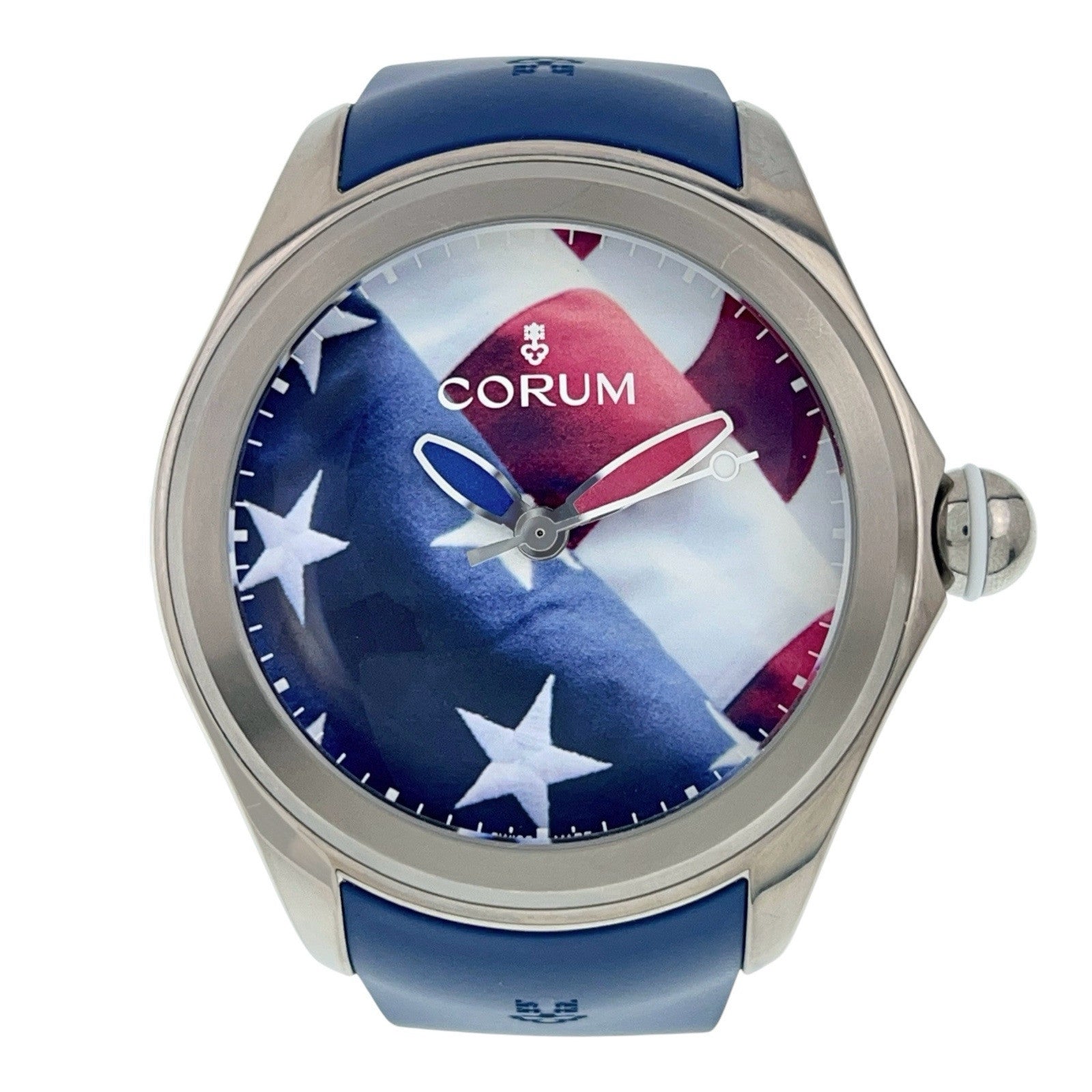 Corum Bubble Flag Stainless Steel Red White Blue Dial 52mm Men's Watch 8.0016