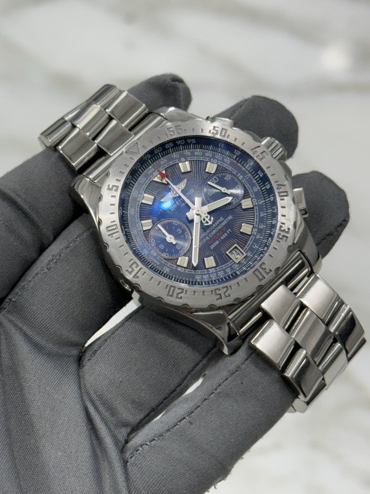 Breitling Skyracer Blue Dial Chronograph 44mm Automatic Watch A27362 - READ