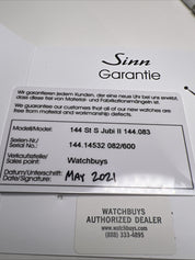 Sinn MODEL 144 Black PVD  60th Anniversary Day Date Chronograph w/ Box & Papers