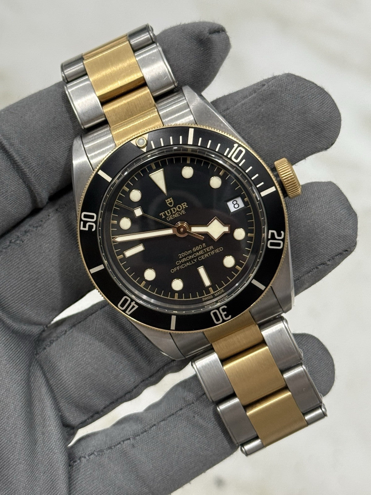 2020 Tudor Heritage Black Bay Date 18k Gold and Steel Automatic Watch 79733N