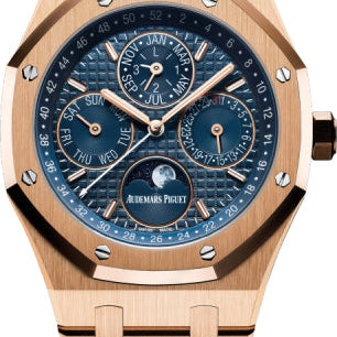 Audemars Piguet Royal Oak Perpetual 41mm Calendar Rose Gold Blue Dial - 26574OR.OO.1220OR.02