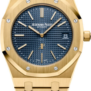 Audemars Piguet Royal Oak 39mm Extra-Thin Yellow Gold Blue Index Yellow Gold Bracelet - 15202BA.OO.1240BA.01