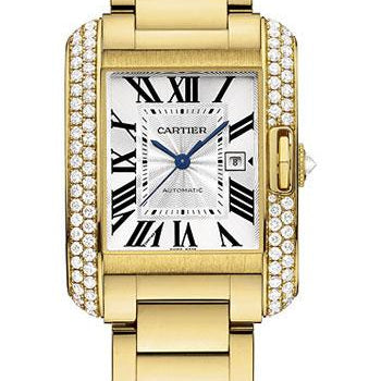 Cartier Tank Anglaise Watch - Medium Yellow Gold Diamond Case - WT100006