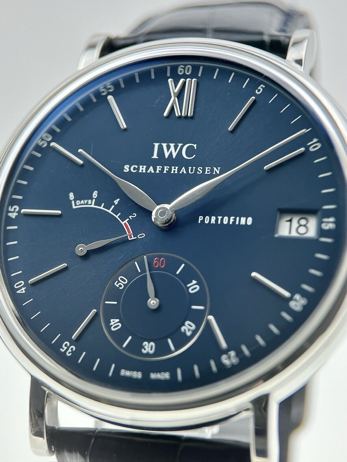 2013 IWC Portofino 45mm Blue Dial Manual Winding Watch IW51010 -  Box And Papers