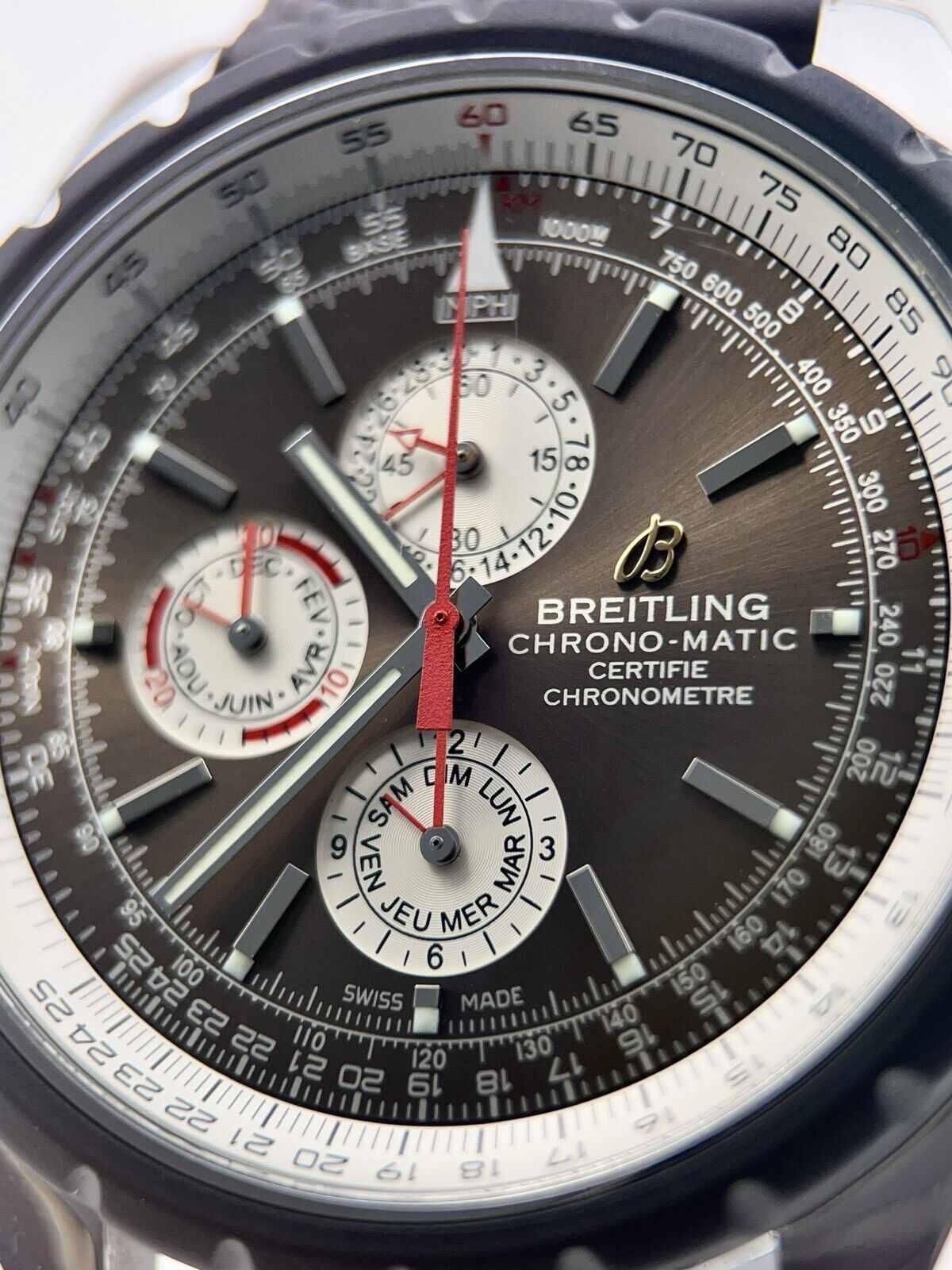 Breitling Chrono-Matic Automatic 49mm Brown Dial A19360 Stainless Steel Watch