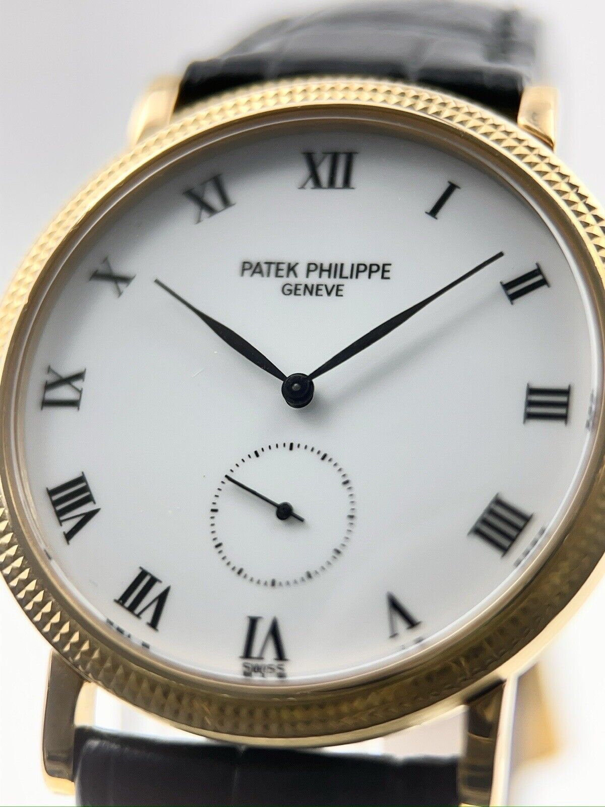 Patek Philippe 18k Yellow Gold White 33mm Manual Wind Men’s Watch 3919J