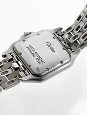 Cartier Panthere Mid Size Stainless Steel Silver Roman Dial Quartz Watch 1310