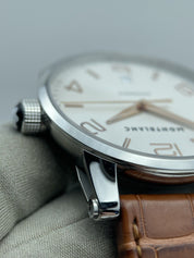 Montblanc Time Walker 7210 Automatic Ivory Dial Date Brown Leather Men's Watch