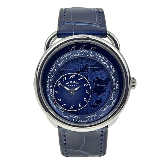 Hermes Arceau Le Temps Stainless Steel Blue 38mm Automatic Men’s Watch AR10.510