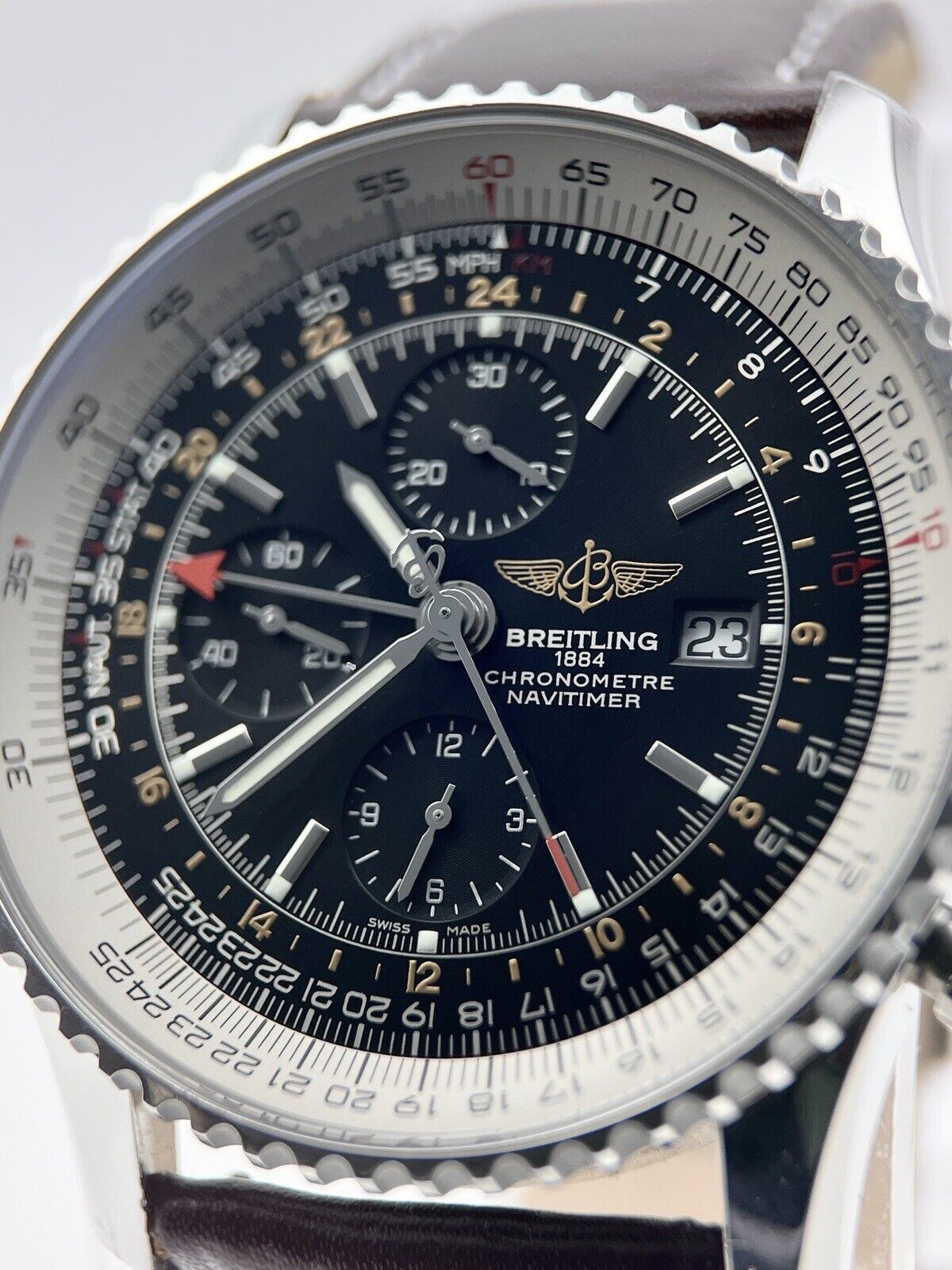 2019 Breitling Navitimer World Men's Black Dial Watch A24322 - Box And Papers