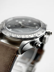 Tudor Black Bay Heritage Chronograph Black Stainless Leather Ref 41mm 79350
