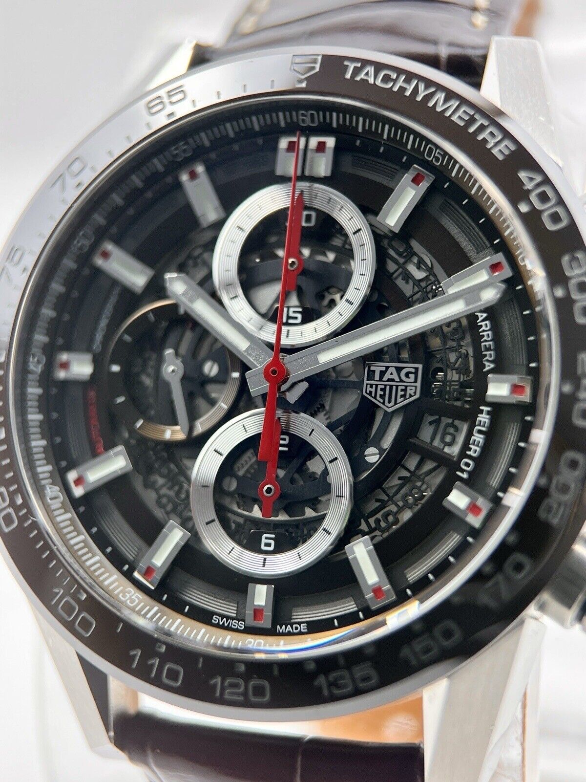 Tag Heuer Carrera Skelton Brown Dial 43mm Automatic CAR201U - Box And Papers
