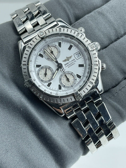 Breitling Chronomat A13352 39mm White Dial Automatic Chronograph Watch