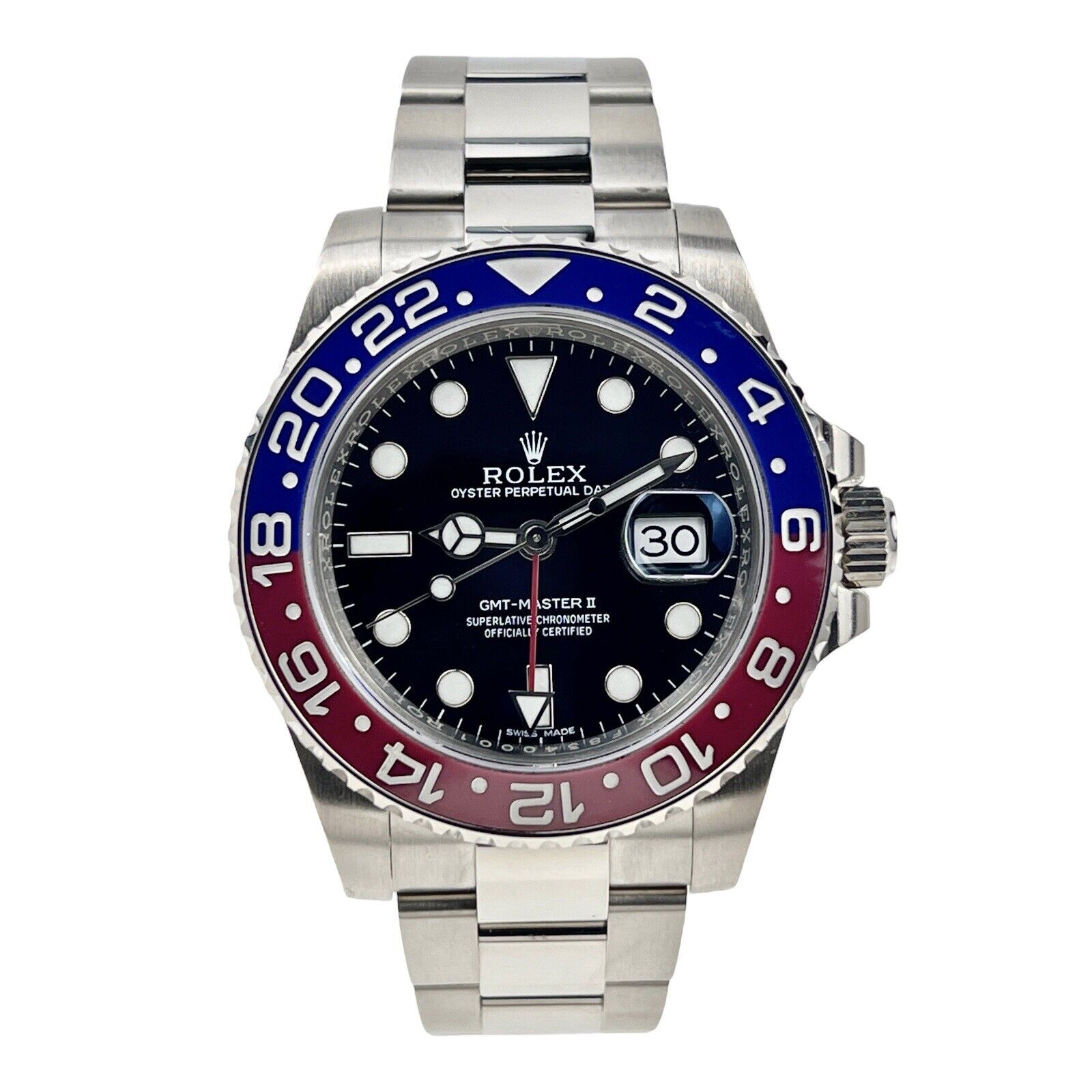Rolex GMT-Master II "Pepsi" Auto 40mm White Gold Mens Bracelet Watch 116719BLRO