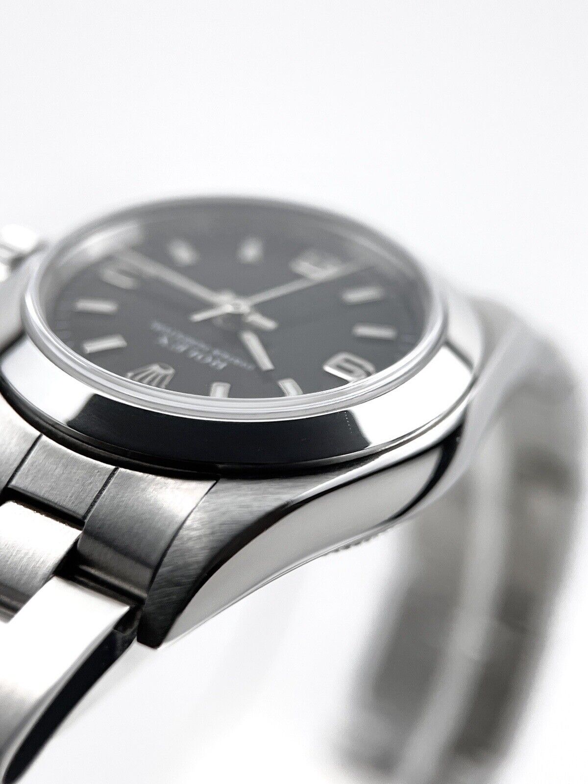 Rolex Oyster Perpetual 76080 Stainless Steel 24mm Watch Black Dial Automatic