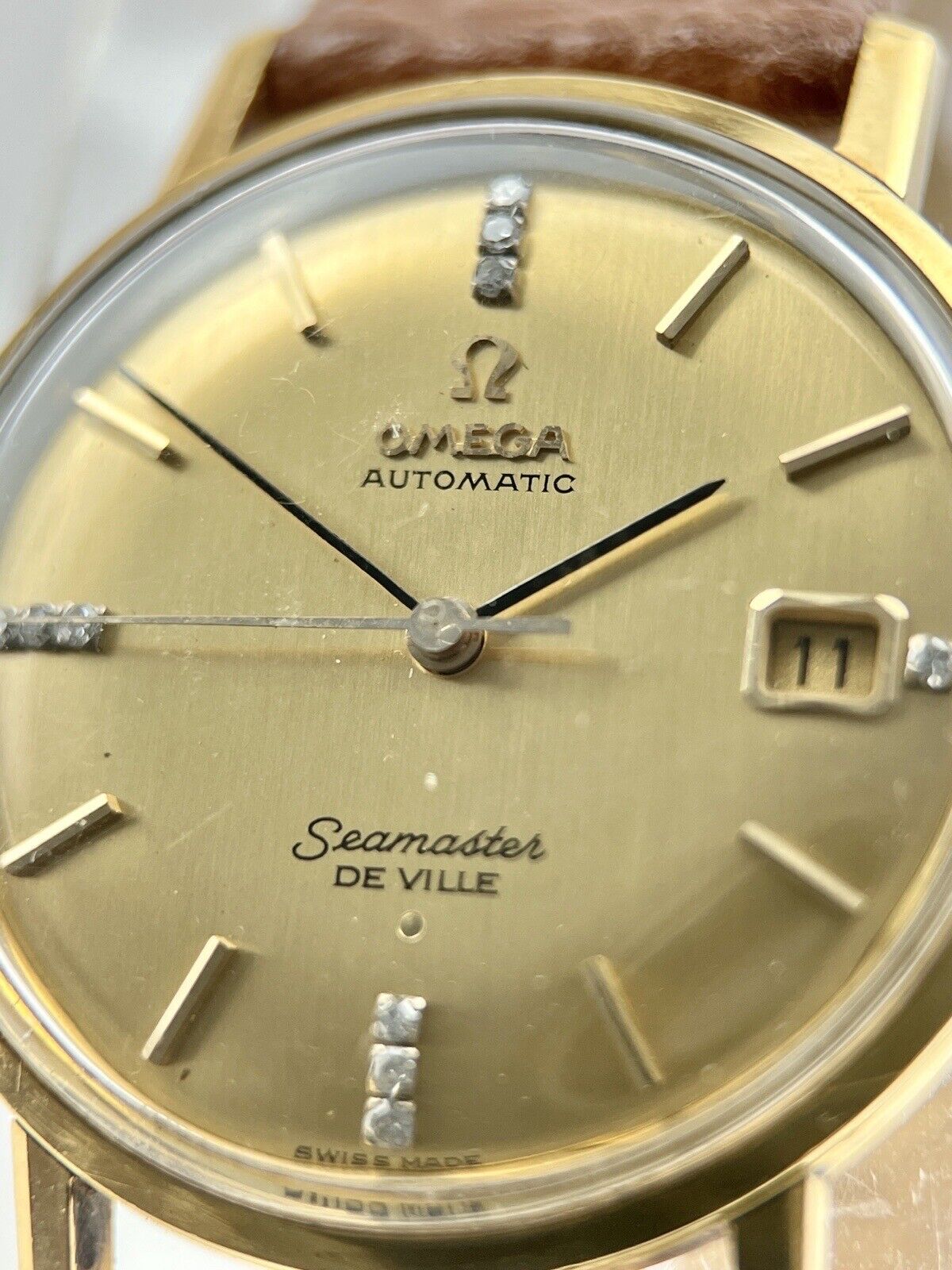 Omega Seamaster DeVille Factory Diamond Dial 35mm Solid Gold Men’s Watch