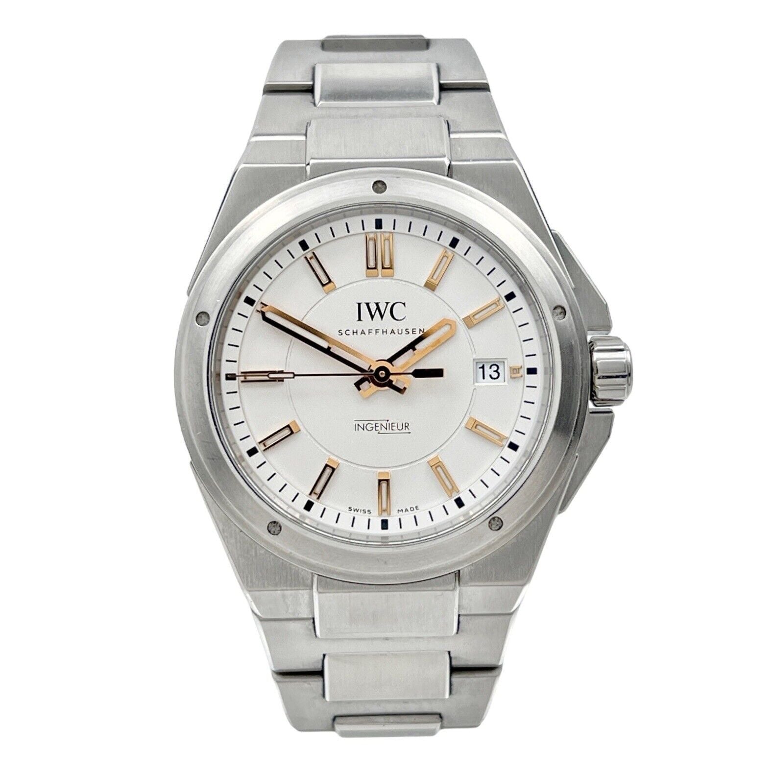 IWC Ingenieur Automatic Watch 40mm White Dial Gold Hands IW323906 W/ Box