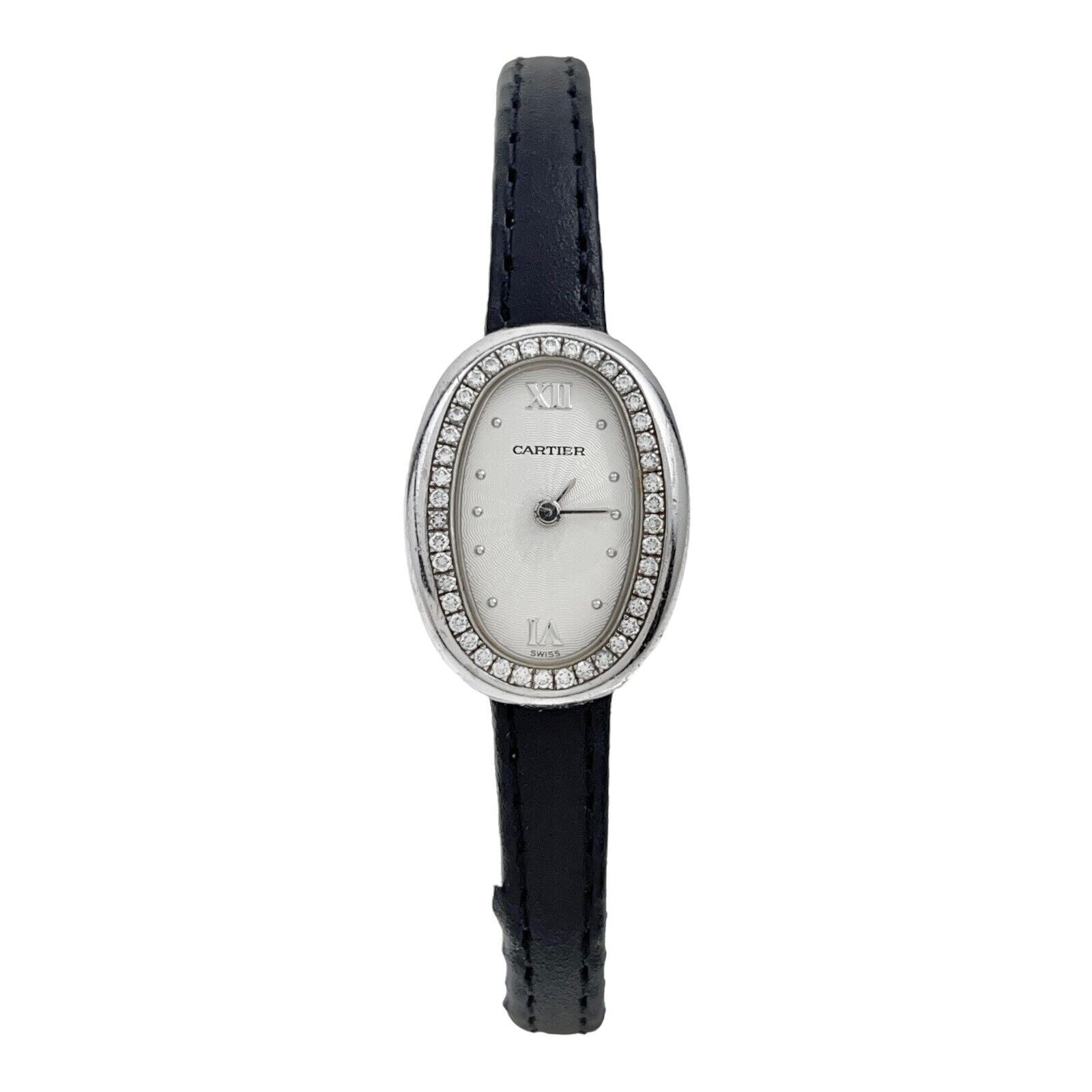 Cartier Baignoire Factory Diamonds Ref 1961 Quartz Movement 18k White Gold