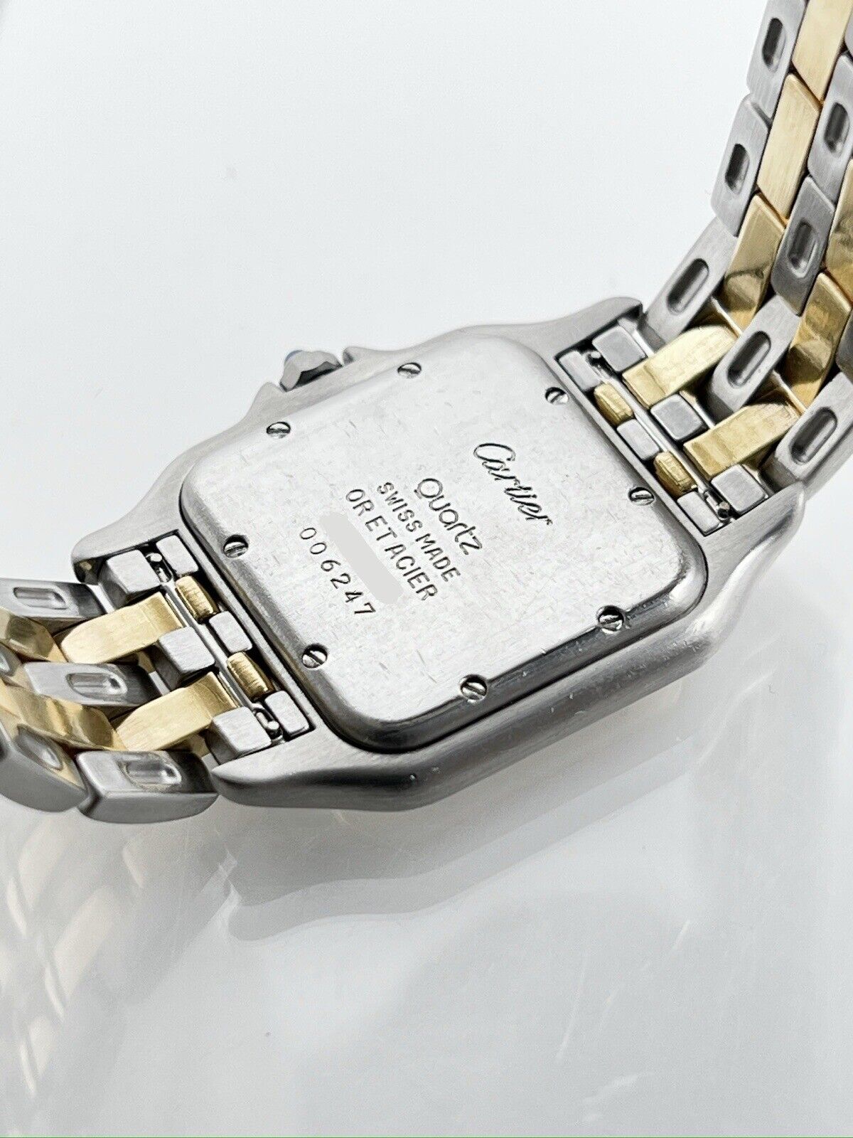 Cartier Panthere Two Row Quartz 27mm Silver Dial 18k Yellow Gold Ref-W25028B6
