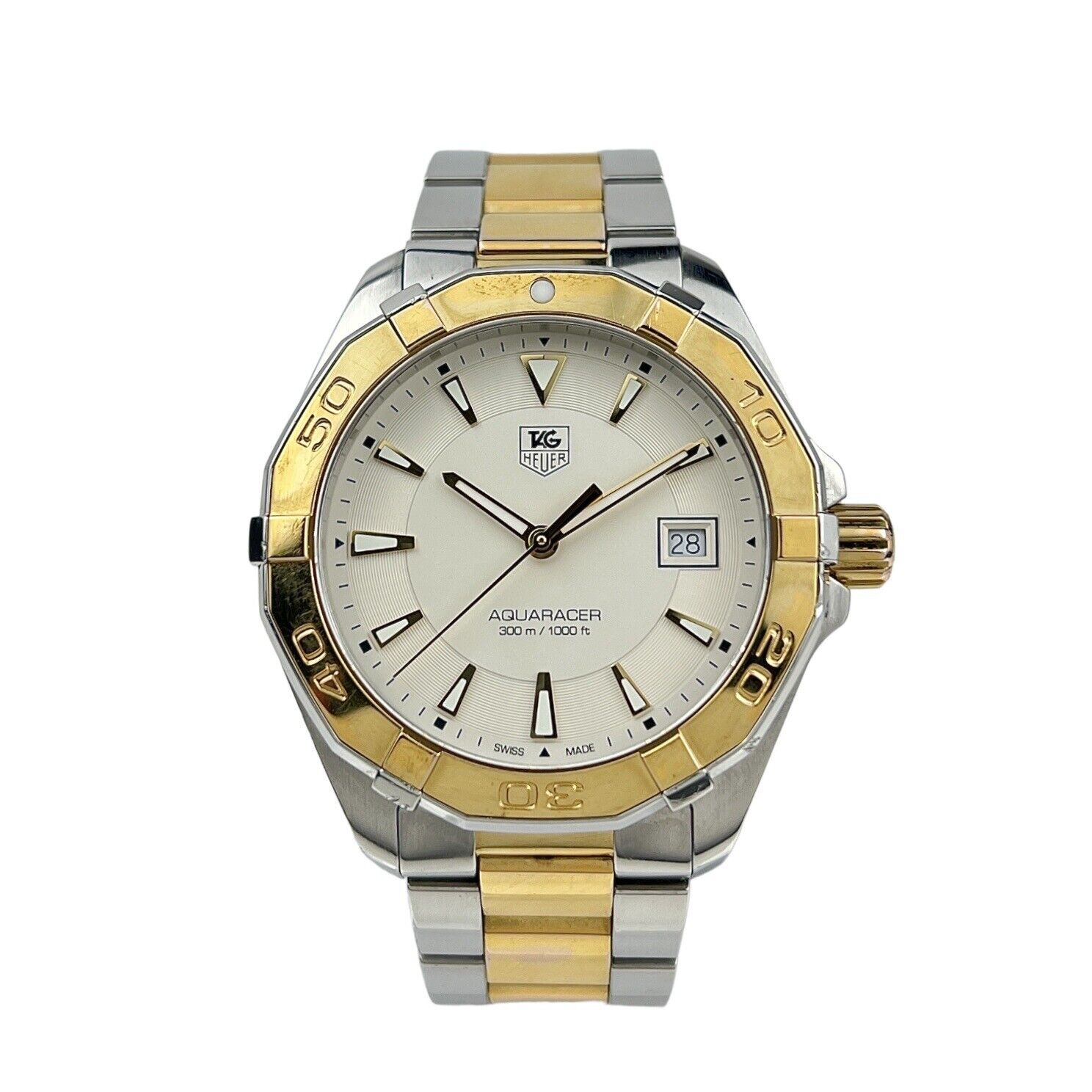 Men's Tag Heuer Quartz Aquaracer Swiss 300m 2-Tone Watch Model WAY1120