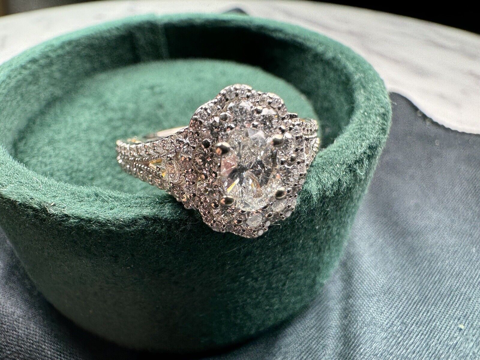 Enchanted Disney Belle Diamond Double Frame Engegment Ring 14k Two Tone 1.25 CTW