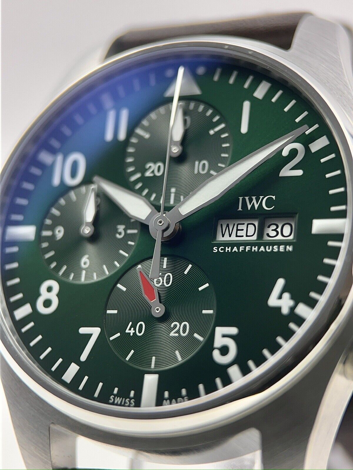 IWC Pilot Chronograph Stainless Steel Green 43mm Automatic Men’s Watch IW378005