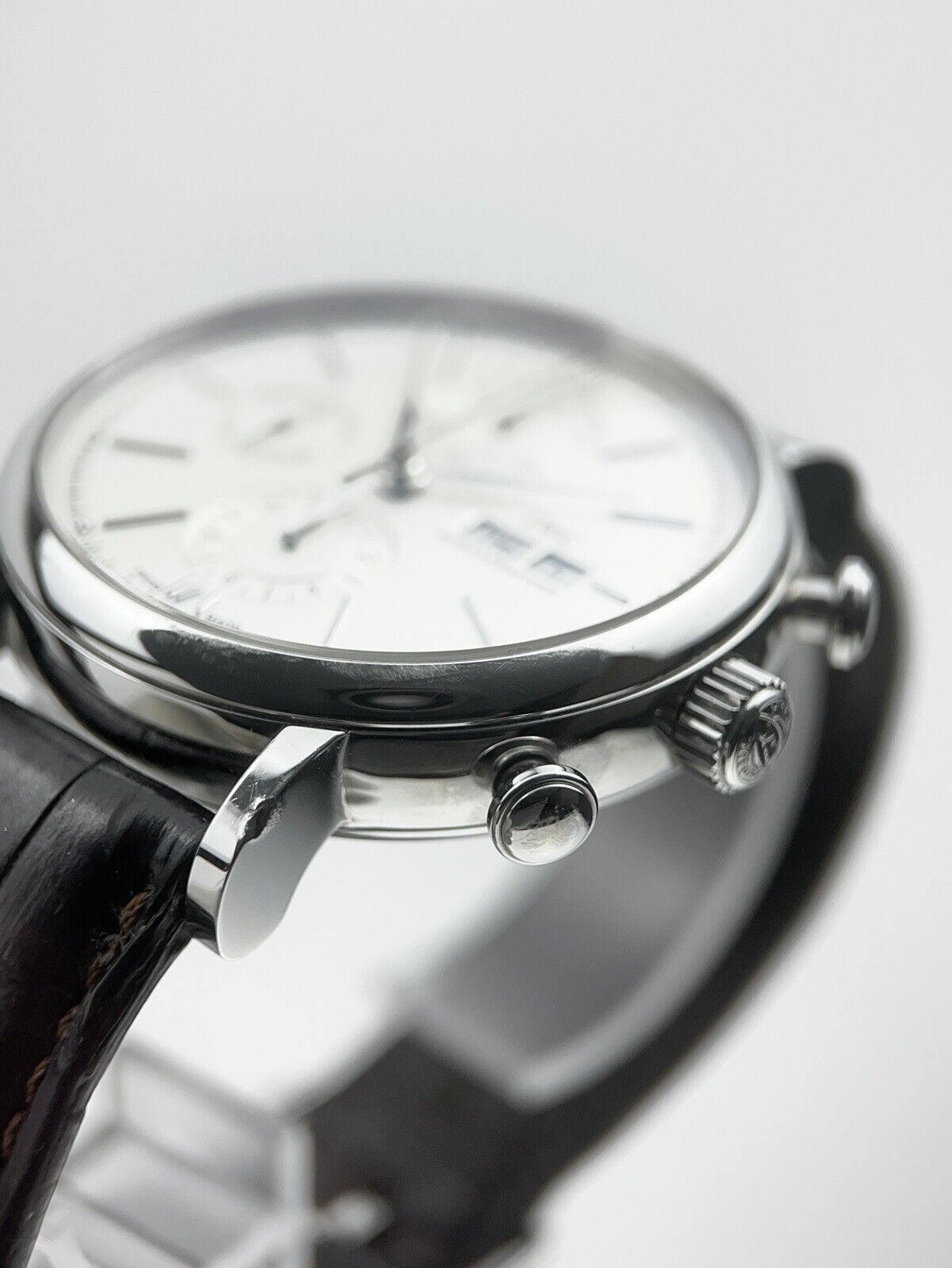 IWC Portofino Chronograph IW391007 Automatic Silver Dial Leather Mens Watch 42mm