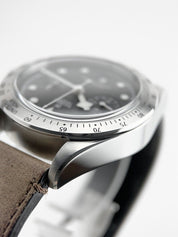 Tudor Black Bay Heritage Chronograph Black Stainless Leather Ref 41mm 79350