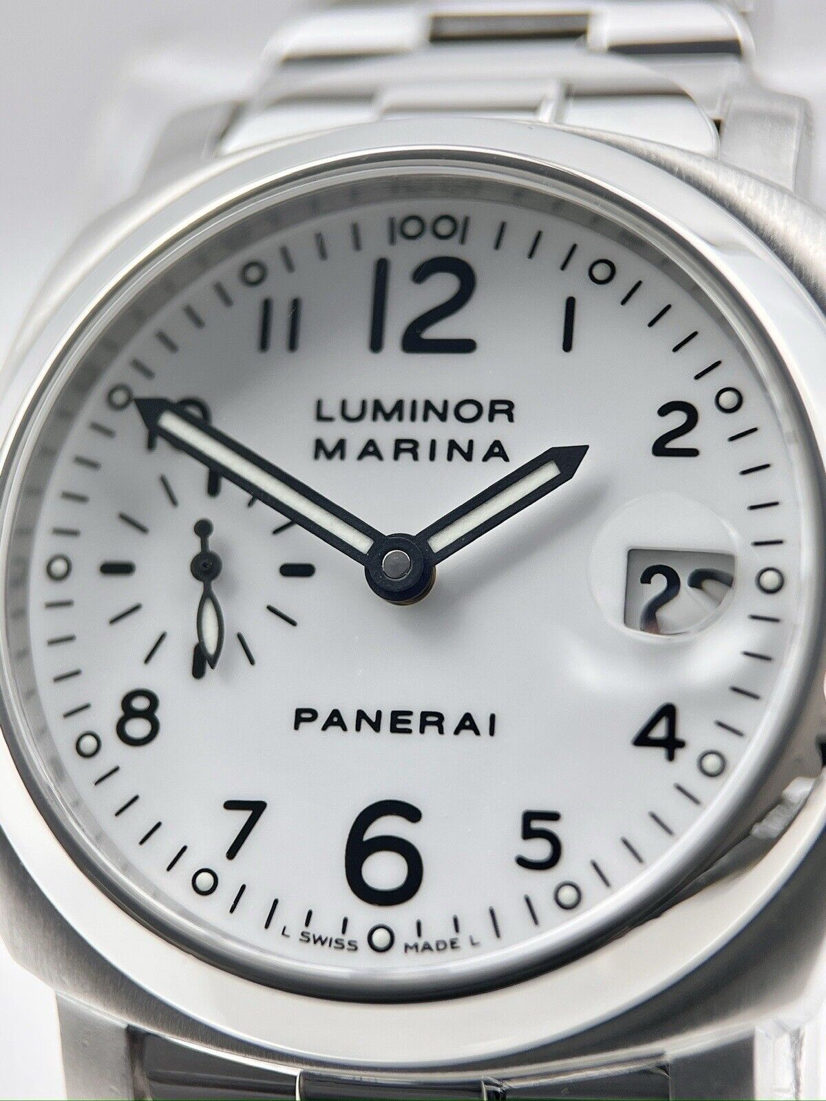 Panerai Luminor Automatic Steel Watch 40mm White Dial PAM00051 - Box & Papers