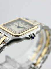Cartier Panthere Two Row Quartz 27mm Silver Dial 18k Yellow Gold Ref-W25028B6