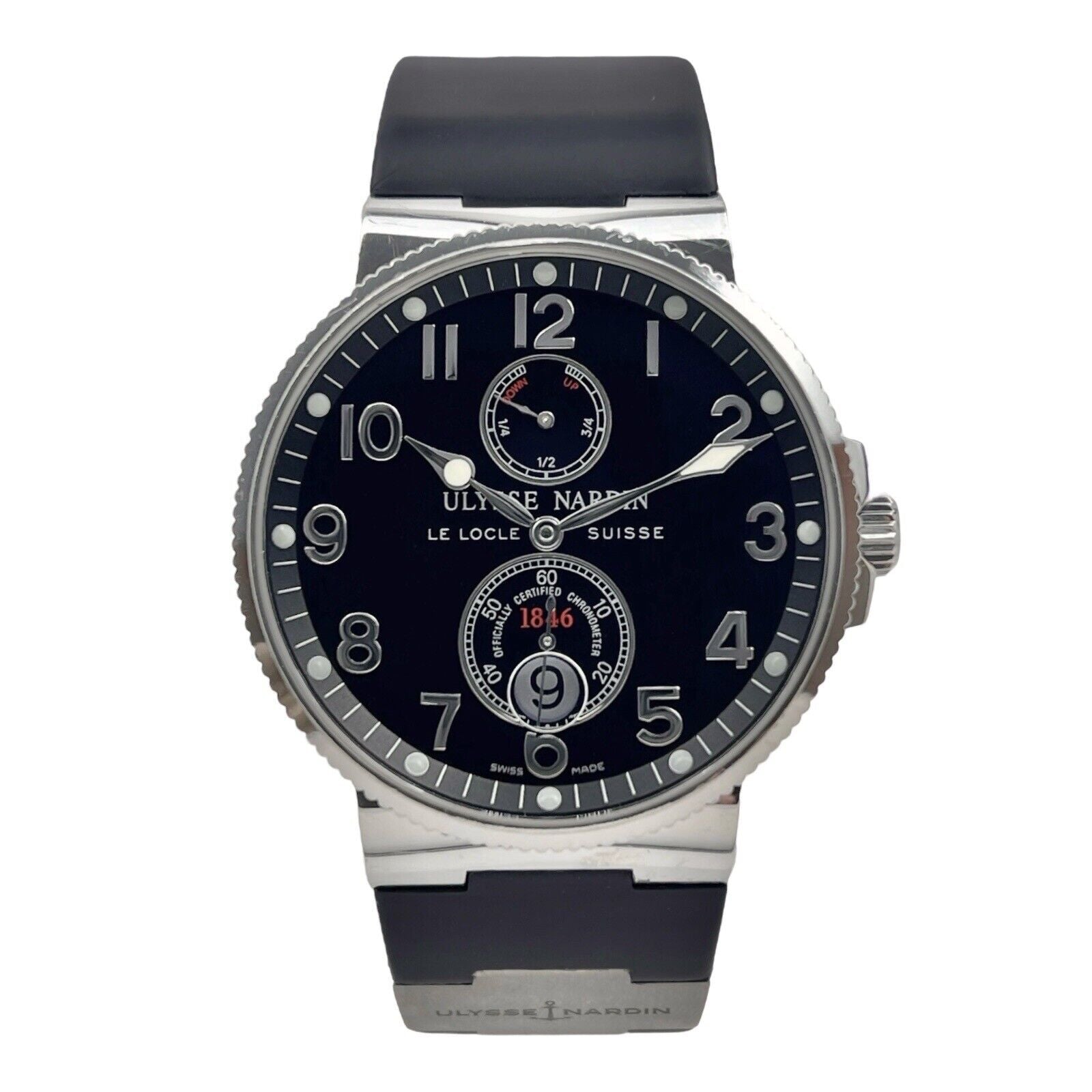 Ulysse Nardin Marine Chronograph 41mm Automatic Watch Black Dial 263-66