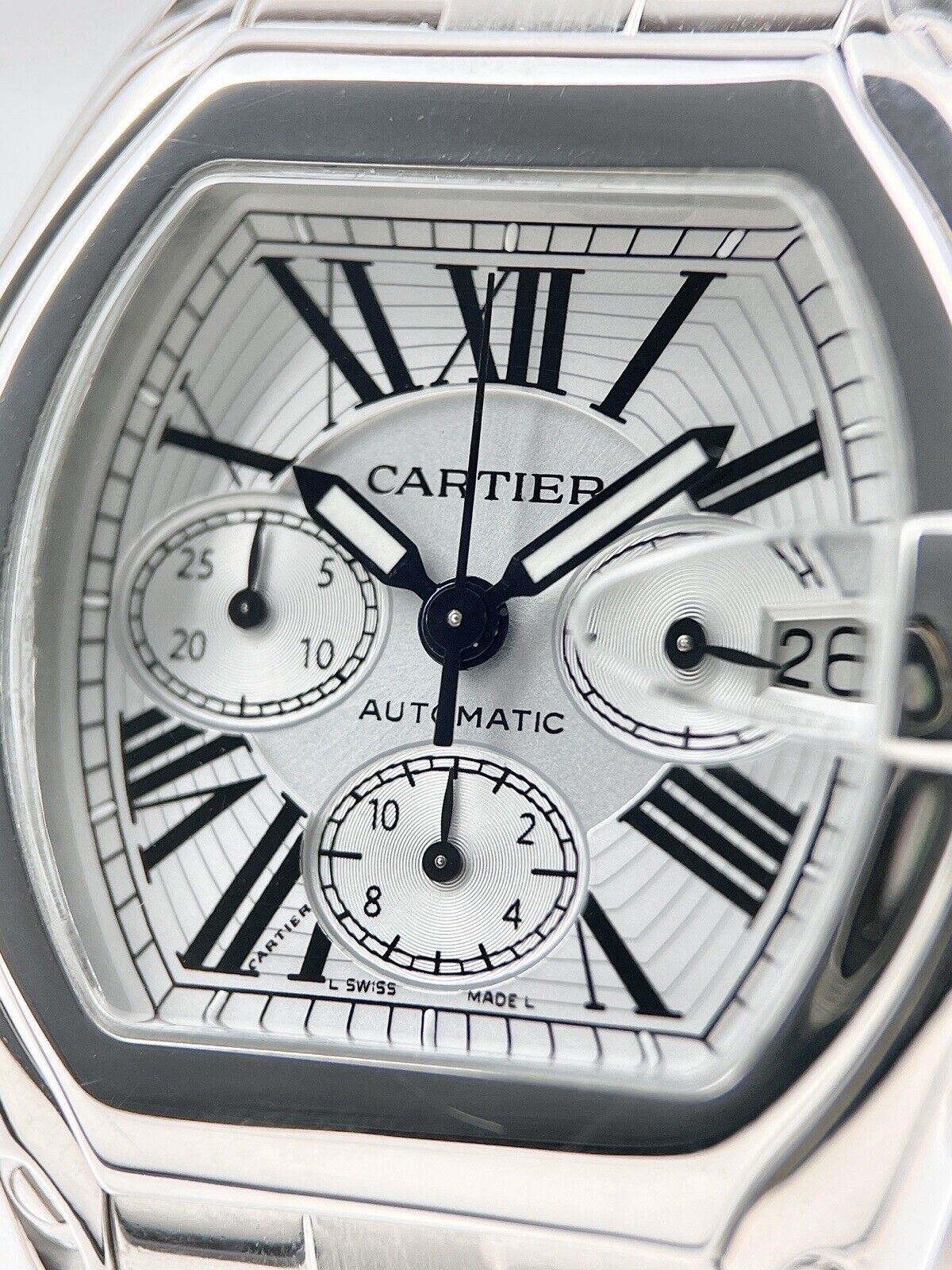 Cartier Roadster Chronograph Watch 43mm Automatic Silver Dial Ref-2618