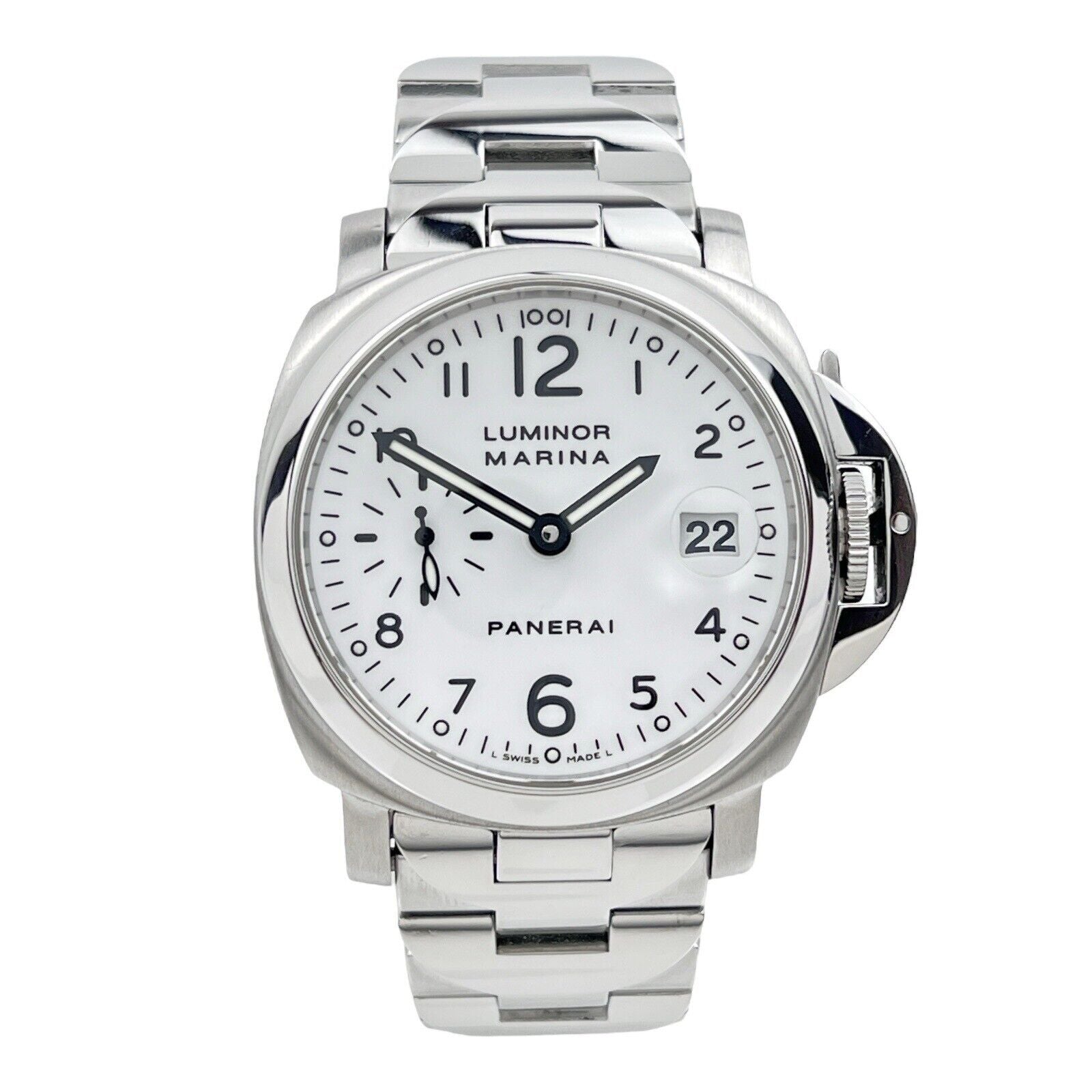 Panerai Luminor Automatic Steel Watch 40mm White Dial PAM00051 - Box & Papers