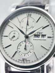 IWC Portofino Chronograph IW391007 Automatic Silver Dial Leather Mens Watch 42mm