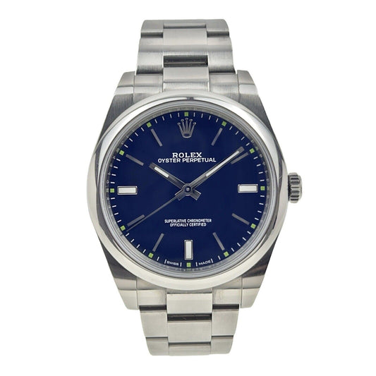 Rolex Oyster Perpetual Stainless Steel Blue 39mm Automatic Men’s Watch 114300