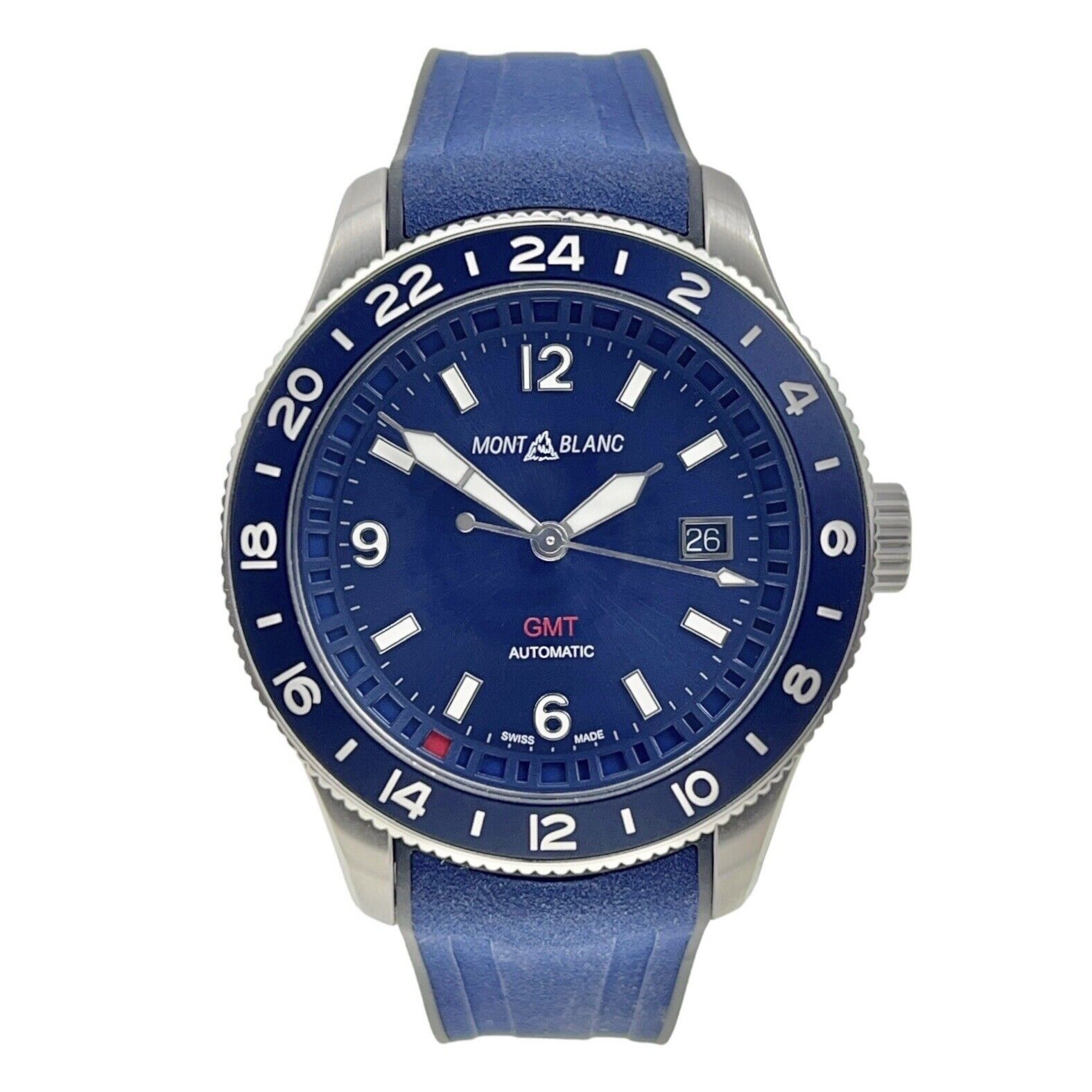Montblac 1858 GMT Steel & Titanium Blue 42mm Automatic Men’s Watch 1858