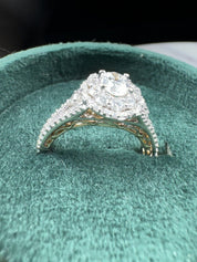 Enchanted Disney Belle Diamond Double Frame Engegment Ring 14k Two Tone 1.25 CTW
