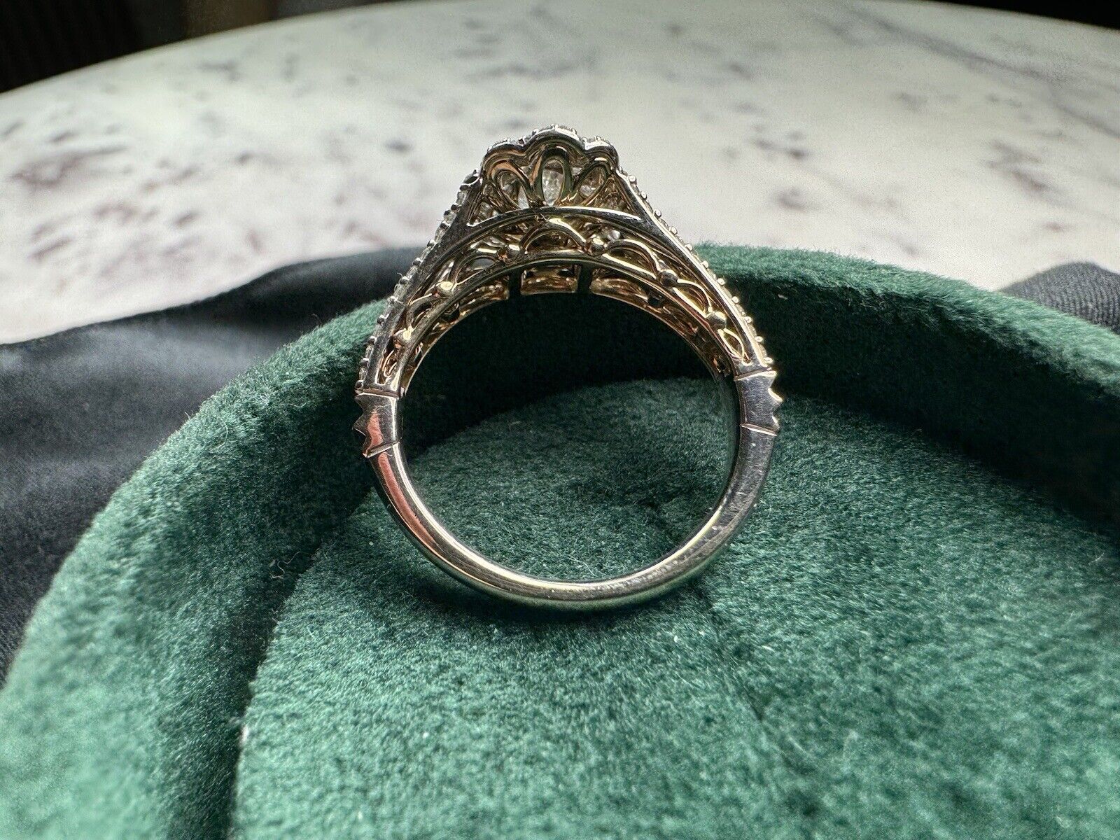Enchanted Disney Belle Diamond Double Frame Engegment Ring 14k Two Tone 1.25 CTW