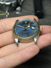 Rolex Datejust 16013 Two Tone Quickset Watch Blue Dial - AS IS