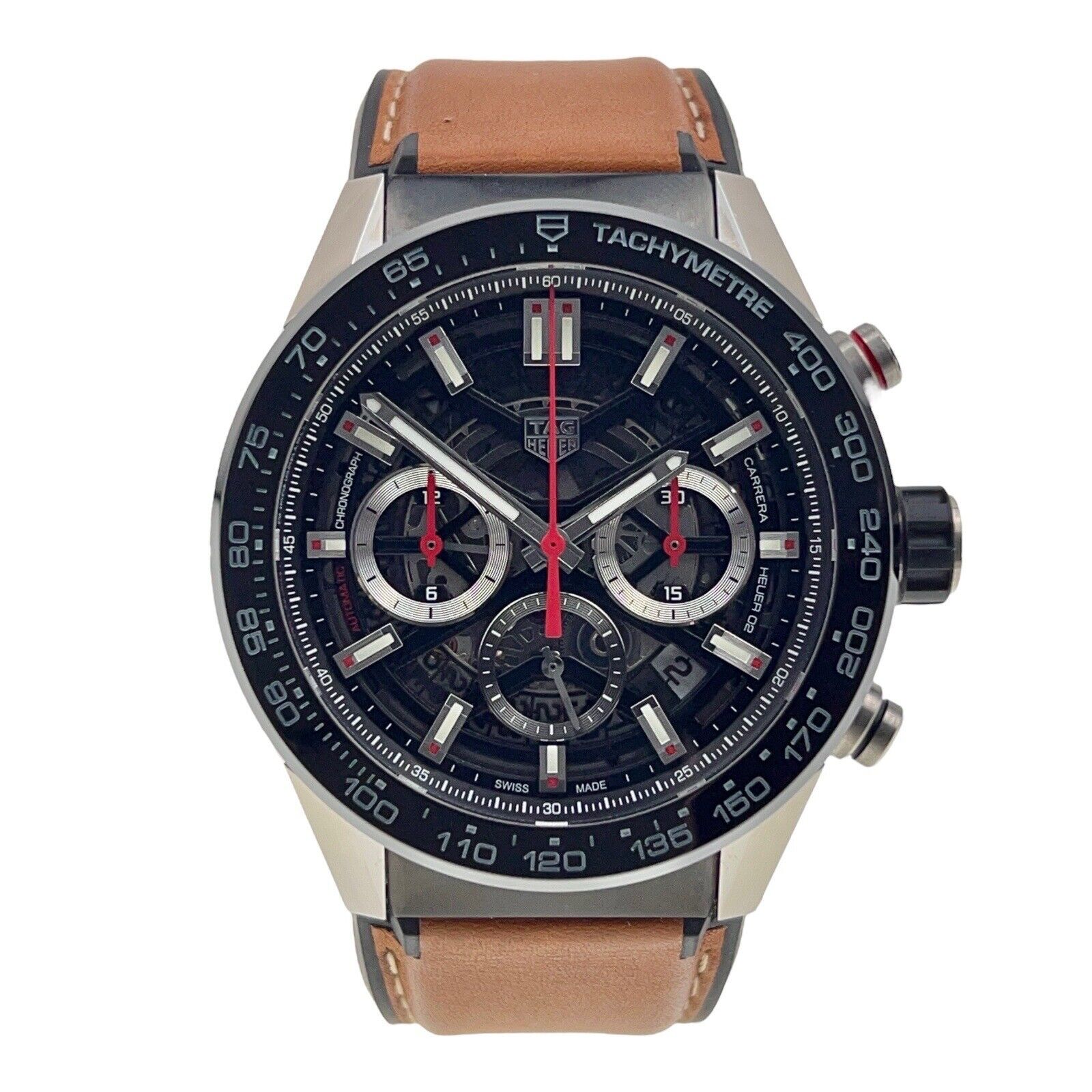 TAG Heuer Carrera Skeleton Automatic 45mm Watch CBG2A10 - Box And Papers