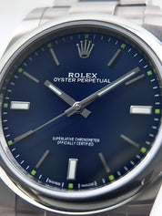 Rolex Oyster Perpetual Stainless Steel Blue 39mm Automatic Men’s Watch 114300