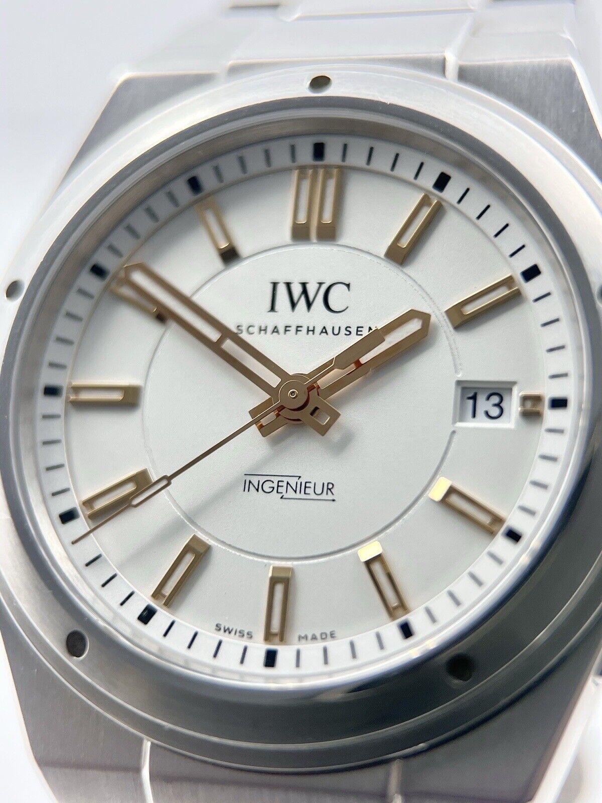 IWC Ingenieur Automatic Watch 40mm White Dial Gold Hands IW323906 W/ Box