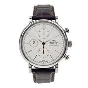 IWC Portofino Chronograph IW391007 Automatic Silver Dial Leather Mens Watch 42mm